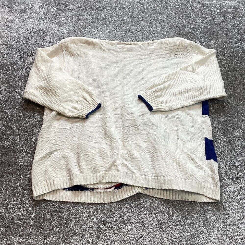 Elisabeth Liz Claiborne Cardigan Sweater Womens 3X White Blue Check Knit Vintage - Picture 2 of 13